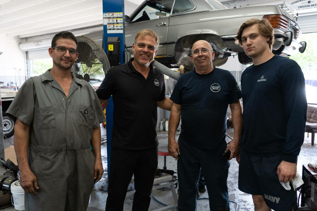 The team of car restoration experts at Miami Benz.